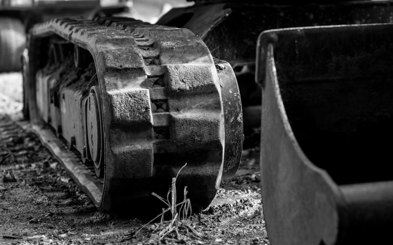 a black and white photo of a bulldozer, unsplash, assemblage, canon 8 5 mm f 1. 2 photograph, hdr detail, mechanical paw, 8k 50mm iso 10