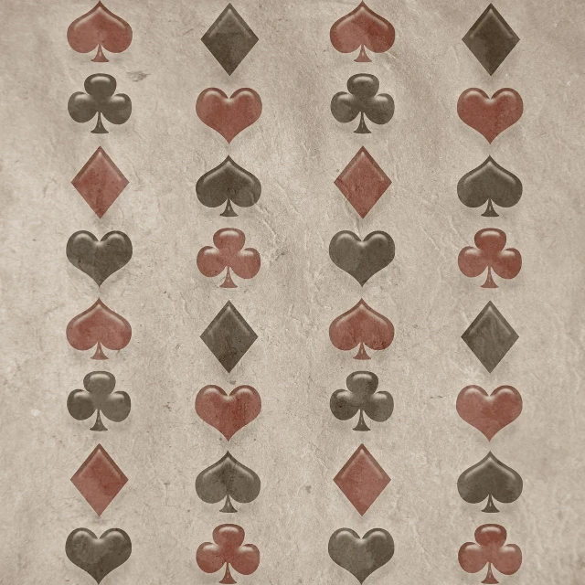 a bunch of playing cards sitting on top of a table, a screenshot, art deco, handcrafted paper background, aged paper, repeat pattern, symbols