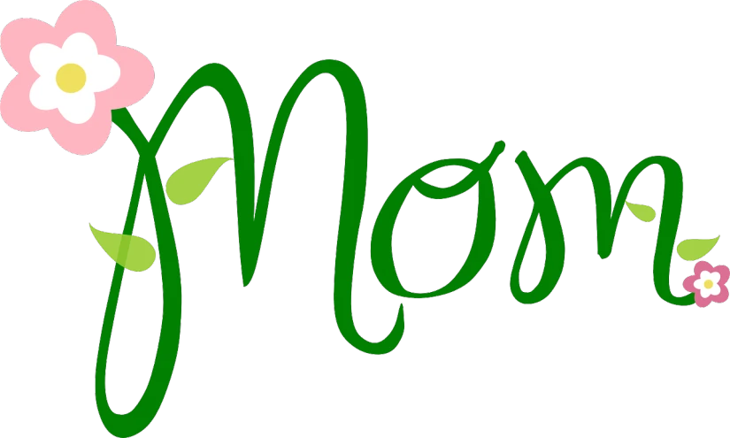 the word mom with a flower on it, by Mary Moser, pixabay, art nouveau, green letters, - signature, on black background, website banner