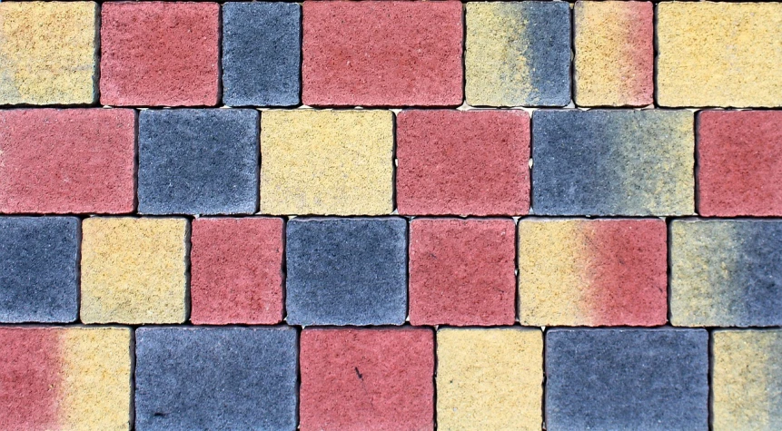 a red, yellow, and blue brick wall, inspired by Josef Block, shutterstock, stepping stones, sand color, soft pads, block party