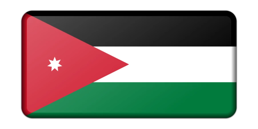 a square button with the flag of jordan, inspired by João Artur da Silva, trending on pixabay, hurufiyya, no words 4 k, hearts of iron portrait, trailer, hebrew