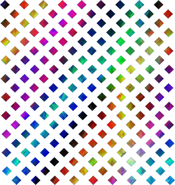 a pattern of colored squares on a black background, a mosaic, flickr, generative art, holographic texture, diamond texture, glossy flecks of iridescence, lattice