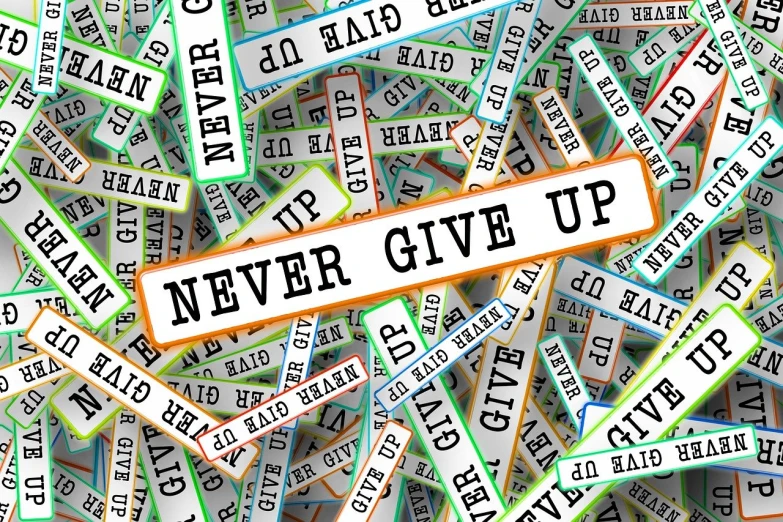a pile of words that say never give up, by Nancy Graves, shutterstock, clip art, nerves, kenneth copeland, pattern