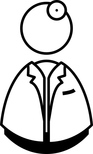 a black and white picture of a man in a lab coat, by Andrei Kolkoutine, trending on pixabay, digital art, flat icon, sports jacket, woman in business suit, on a flat color black background
