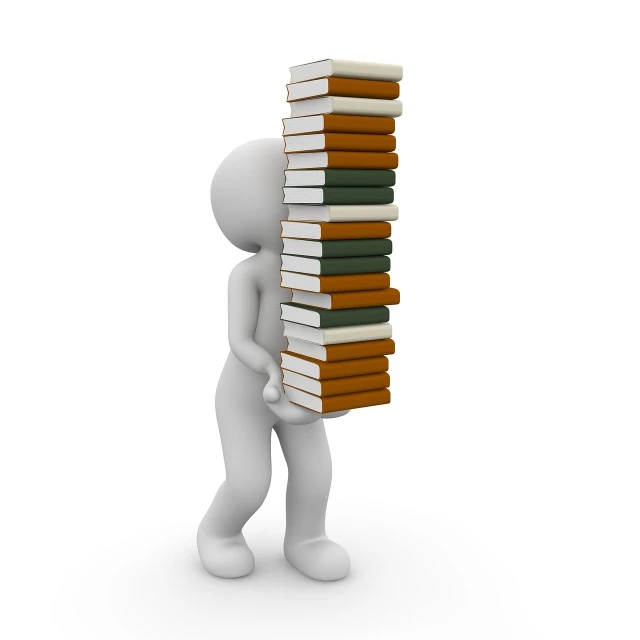 a person carrying a stack of books, a digital rendering, figuration libre, basic photo, clipart, maintenance photo, vinyl