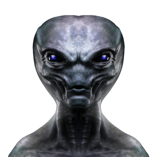 a close up of an alien with blue eyes, digital art, symmetrical front view, biological photo, head and full body view, isolated