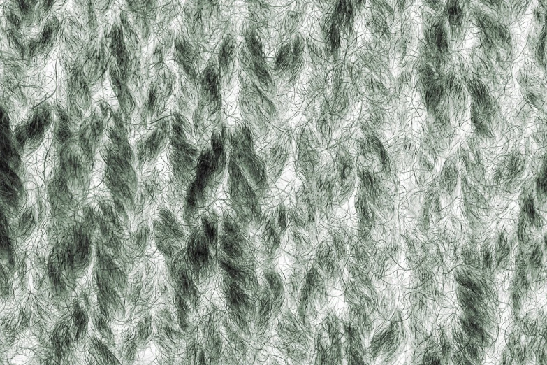 a black and white photo of a bunch of hair, a digital rendering, generative art, green fur, knitted mesh material, repeating pattern, detailed pen strokes