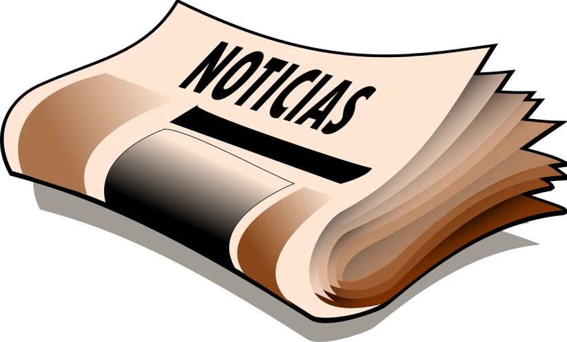 a newspaper with the word noticias on it, a cartoon, pixabay, no gradients, night!, photo photo, advert