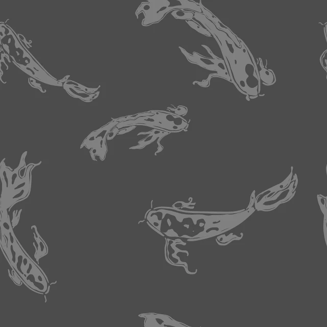 a pattern of koi fish on a dark background, lineart, inspired by Sōami, grey mist, phone wallpaper, gravity rush inspired, cuaxolotl