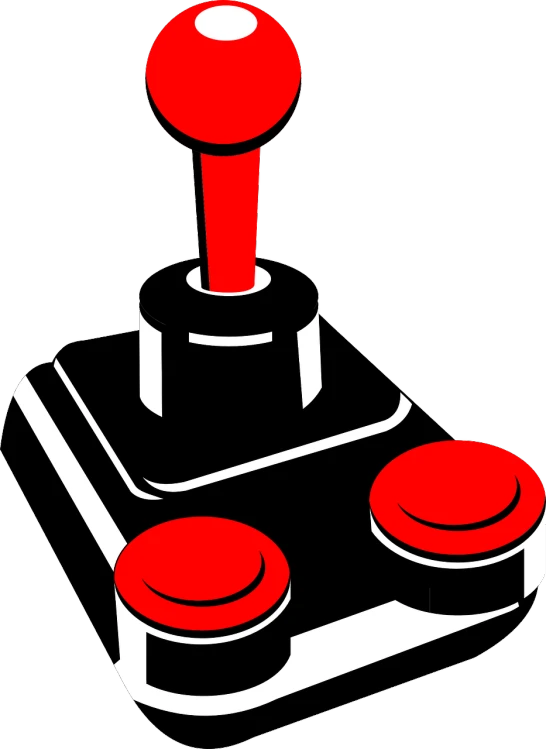 a red and black joystick on a white background, vector art, by Justin Sweet, arcade cabinet, high - res, - h 8 0 4, instrument