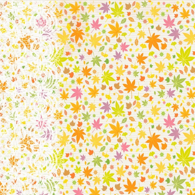 a pattern of leaves and flowers on a white background, vector art, by Hasegawa Settan, fall leaves on the floor, scrapbook paper collage, gradient darker to bottom, full of colour 8-w 1024