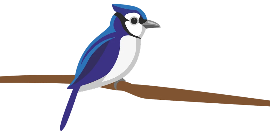 a blue and white bird sitting on a branch, an illustration of, inspired by Charles Bird King, made in paint tool sai2, various posed, an illustration, full res