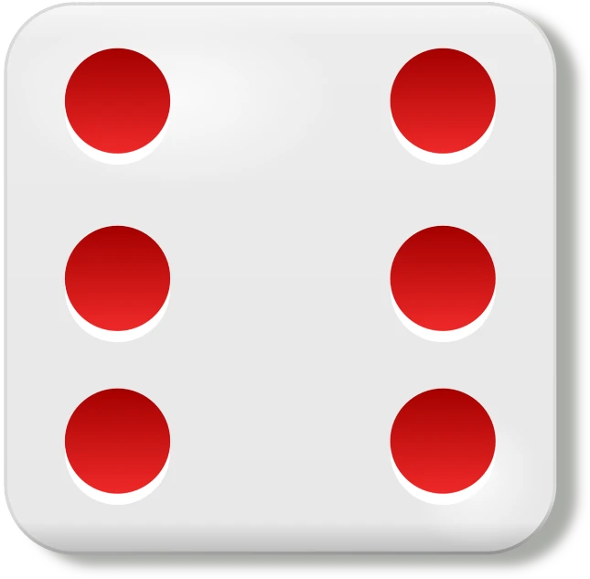 a white dice with red dots on it, by Josef Dande, digital art, vector icon, 5th edition, brick, sicilian