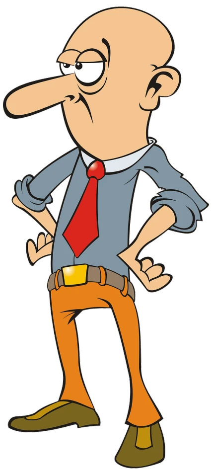 a cartoon man with an angry look on his face, a cartoon, by Harry Beckhoff, pixabay, figuration libre, wearing a shirt with a tie, doing a sassy pose, gravity falls style, close up to a skinny