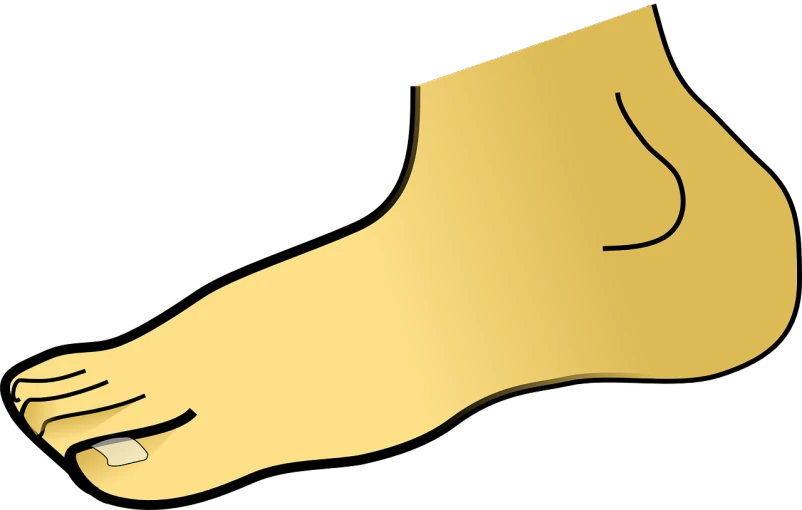 a golden foot on a black background, a cartoon, inspired by Jean Arp, pixabay, superflat, knife, foot wraps, flat - color, plain background