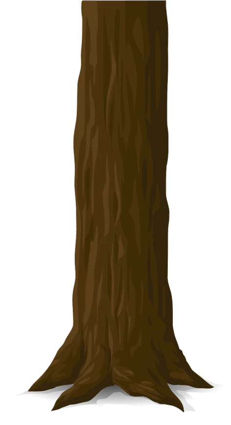 a close up of a tree trunk, a digital painting, inspired by Nyuju Stumpy Brown, sōsaku hanga, black backround. inkscape, centered full body rear-shot, single long stick, simple cartoon style