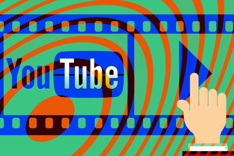a hand touching a button with the word youtube on it, a picture, trending on pixabay, video art, crt tubes, cartoon illustration, 435456k film, google