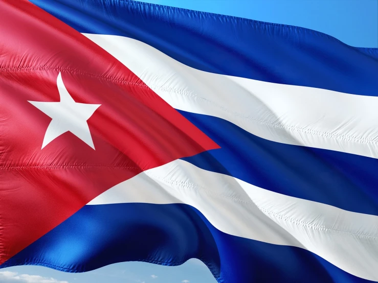 the flag of cuba flies high in the sky, a digital rendering, by Juan O'Gorman, pixabay, happening, iphone wallpaper, avatar image, 💣 💥💣 💥, happy birthday