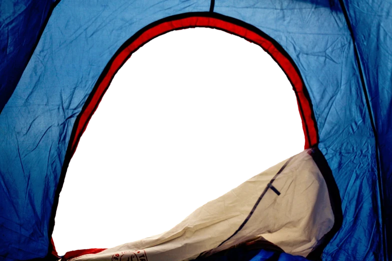 a close up of the inside of a tent, a picture, by Géza Dósa, colors red white blue and black, high contrast backlight, face down, :: morning