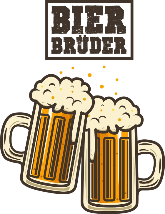 two mugs of beer sitting next to each other, inspired by Daren Bader, sticker design vector, cronobreaker, pudenda, bradbuilds