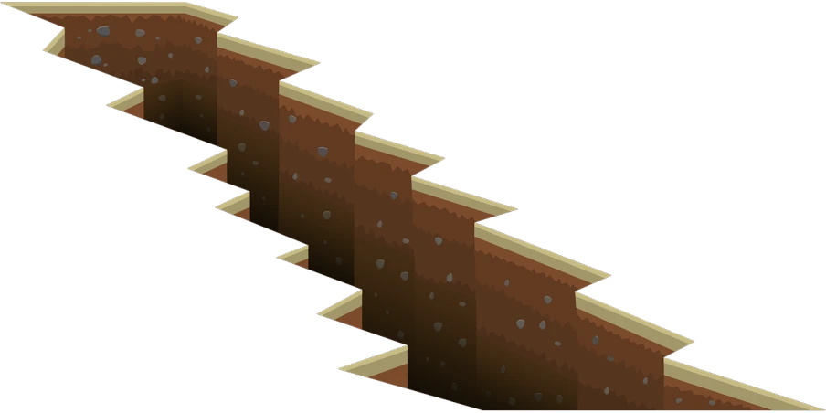 a set of stairs going up to the top of a building, polycount, conceptual art, brown canyon background, sunken recessed indented spots, really long, side view of a gaunt