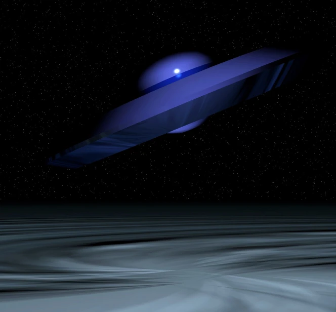 a close up of a flying object in the sky, a digital rendering, space art, over looking saturn, stern blue neon atmosphere, mid shot photo, dsrl photo