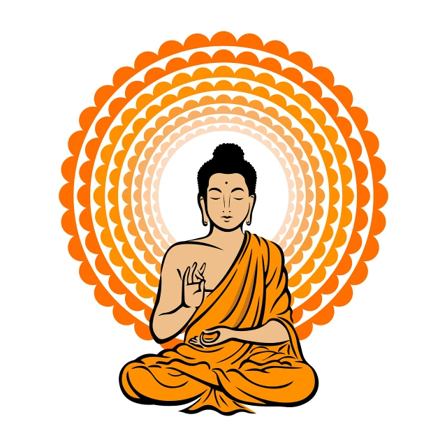 a buddha sitting in the middle of a circle, vector art, holding holy symbol, sits on a finger, carefully designed, asuras