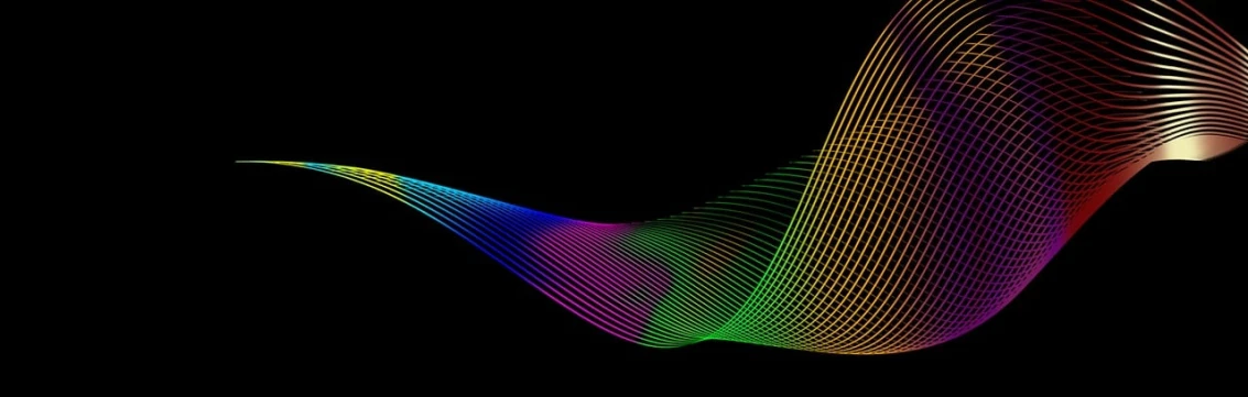 a wave of colored lines on a black background, a digital rendering, inspired by Gabriel Dawe, generative art, amoled, rainbow tubing, simple illustration, stunning screenshot