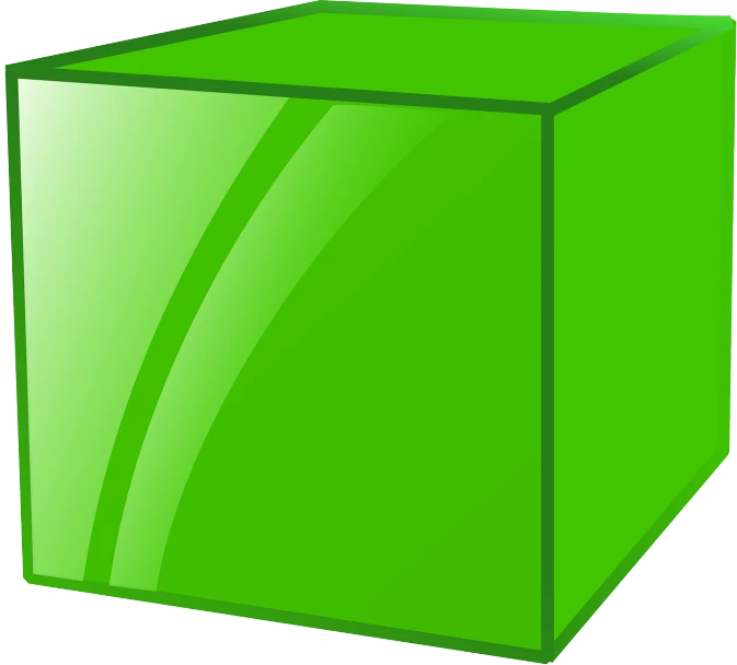 a green box on a white background, a computer rendering, by Taiyō Matsumoto, deviantart, crystal cubism, everyday plain object, vector, lacquered glass, yard