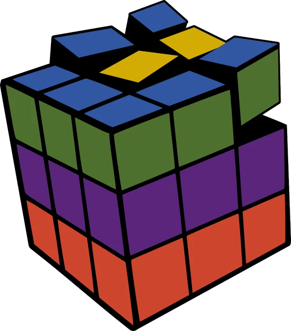 a rubik cube is stacked on top of each other, inspired by Ernő Rubik, cubo-futurism, bow, cartoonish cute, years old, full color illustration
