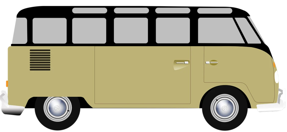 a yellow van on a black background, concept art, by Andrei Kolkoutine, minimalism, beige color scheme, olive, kombi, zoomed out to show entire image