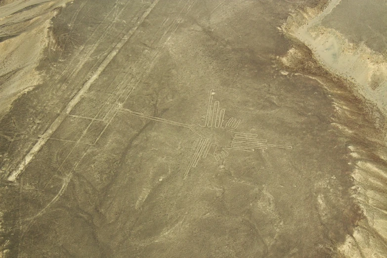 a bird's eye view of a desert landscape, flickr, land art, inca, chalked, flight, 3 / 4