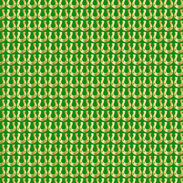 a pattern of gold horseshoes on a green background, pixel art, deviantart, generative art, blotter art, pears, pareidolia, christmas