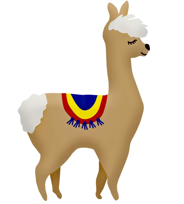 a llama with a saddle on its back, a digital painting, tumblr, naive art, ( ( dithered ) ), in microsoft paint, flag, quechua!!