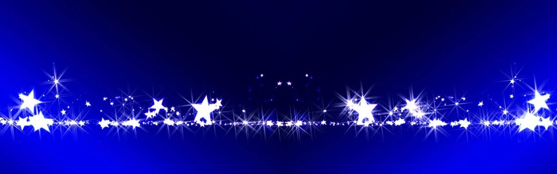 a blue background with stars and sparkles, by Niko Henrichon, digital art, elaborate stage effects, dsrl photo, in simple background, white stars in the background