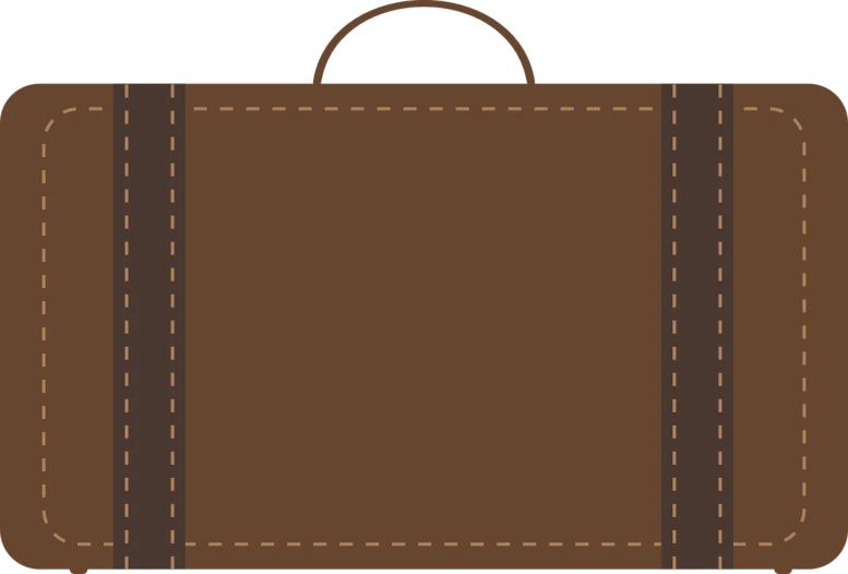 a brown suitcase on a black background, inspired by Masamitsu Ōta, minimalism, clip art, seams, brown:-2, full image