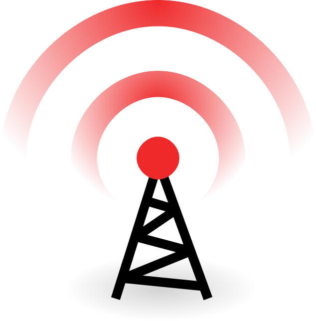 a radio tower with an antenna on top of it, an illustration of, black and red only, wifi icon, high res, cel illustration