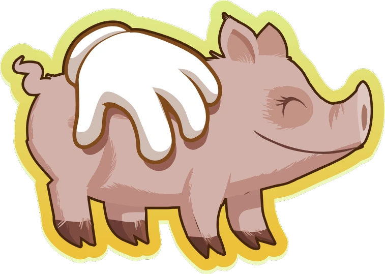 a cartoon pig with wings on its back, an illustration of, by Matt Cavotta, pixabay, mingei, sleeping, cream, sticker illustration, steam workshop