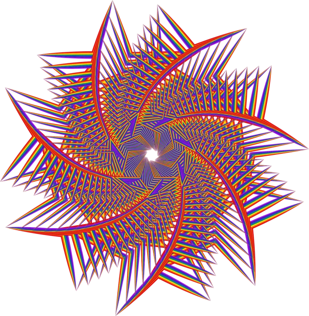 a computer generated image of a starburst, by Wayne Reynolds, generative art, color vector, high detail spiral design, some purple and orange, pentacle