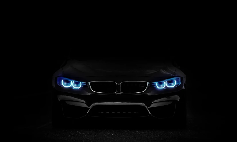 a close up of a car in the dark, a picture, minimalism, bmw, mobile wallpaper, bright multiple glowing eyes, full hd render