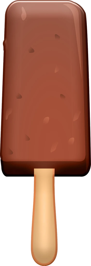 a piece of ice cream sitting on top of a table, a digital painting, inspired by Nyuju Stumpy Brown, trending on pixabay, gradient brown to red, rectangle, game top down view, single long stick