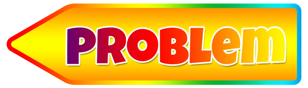 a colorful sign with the word problem on it, a digital rendering, featured on dribble, cobra, roblox avatar, online casino logo, text : roborock, richard corben style