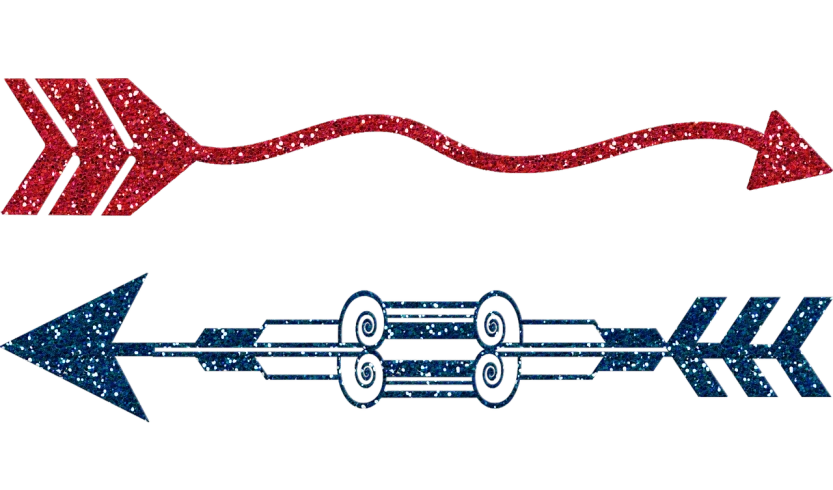 two red, white and blue arrows on a black background, a digital rendering, by Mac Conner, kinetic pointillism, ropes and chains, van cleef & arpels, curls and curves, a car