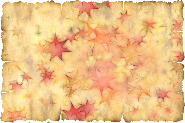 a picture of a bunch of leaves on a piece of paper, a screenshot, conceptual art, background is made of stars, textured parchment background, medieval background, colorful hyperbolic background