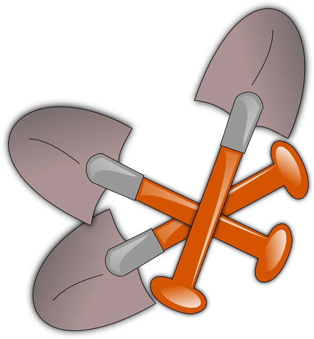 a pair of shovels sitting next to each other, by Jeffrey Smith, deviantart, small elongated planes, kidneys, !!! very coherent!!! vector art, orange metal ears