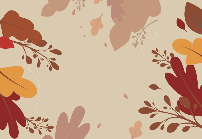 a pattern of leaves and branches on a beige background, a picture, autumn leaves falling, commercial banner, made with illustrator, middle shot