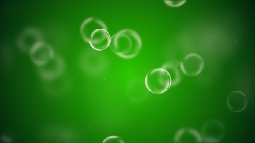 a group of bubbles floating on top of a green surface, trending on pixabay, digital art, mobile still frame. 4k uhd, soft blur light, no gradients, no words 4 k