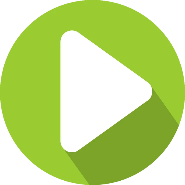 a white play button in a green circle, by Dan Content, pixabay, video art, lime, trending on logostation, t - rex, album