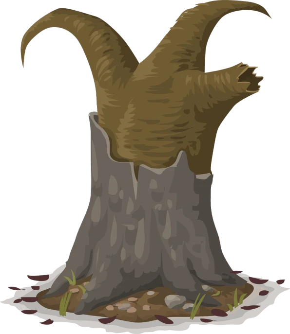 an animal's head sticking out of a tree stump, concept art, inspired by Pinchus Kremegne, conceptual art, alien plant from alpha centauri, lineless, scp-049, fullbody view