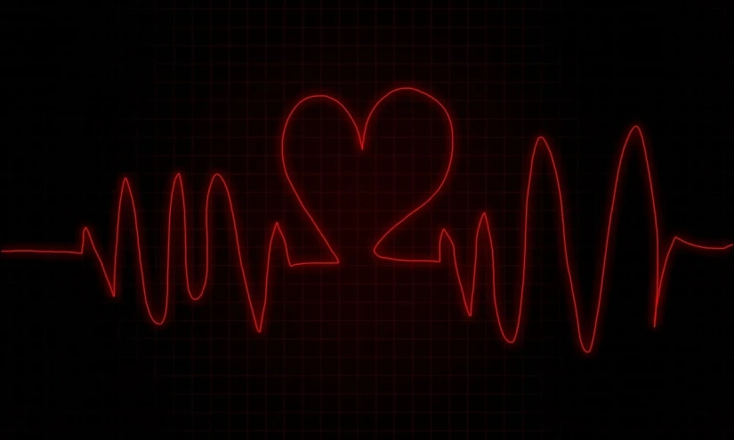 a red heart beat on a black background, a digital rendering, by Andrei Kolkoutine, beautiful lines, setting is bliss wallpaper, very accurate photo, so cute